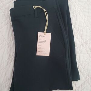 Quince Black Ultra-Stretch Ponte Bootcut Pants Pull On 34" Inseam Size S TALL